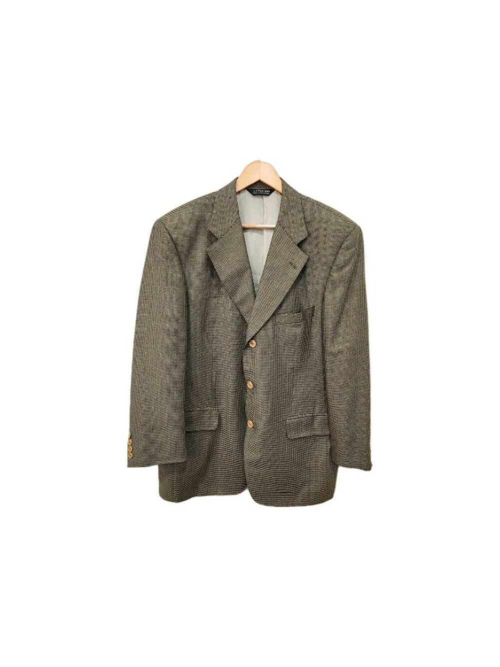 Samuelsohn Blazer Men 43R Brown Houndstooth Silk Wool Sport Coat Made In Canada